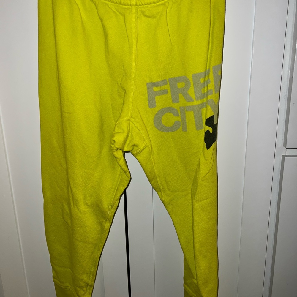 Freecity Yellow Sweatpants with Gray Logo